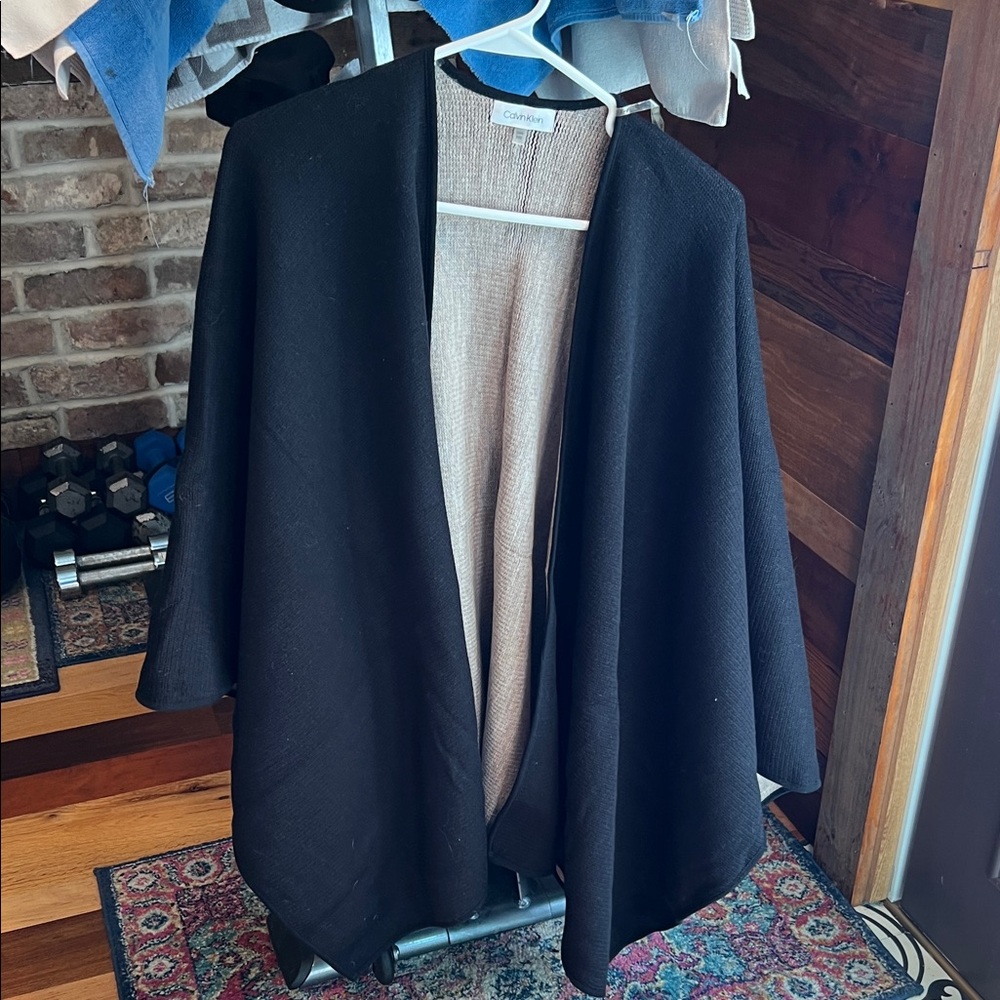 Calvin Klein Collection Black Open-Front Poncho